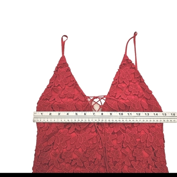 TJD The Jetset Small Red Lace Sexy Bodycon Open Back Party Prom Evening Dress - Picture 10 of 15